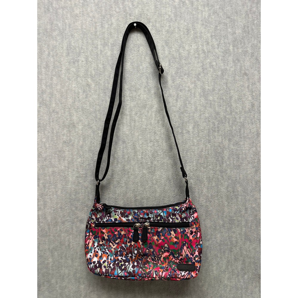 MultiSac Purse Crossbody Bag Floral Abstract Multi-Pocket Nylon Adjustable